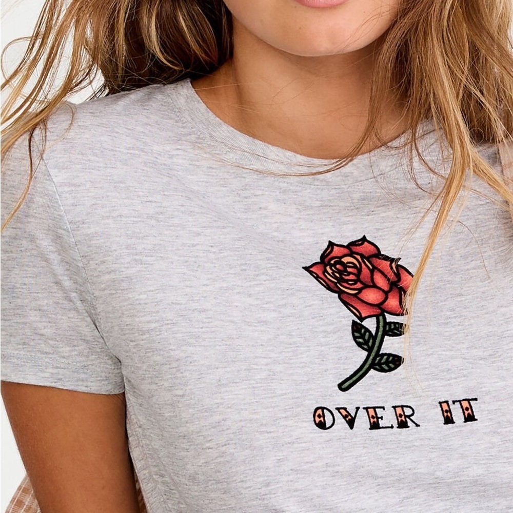 Aeropostale Flocked Rose Over It Graphic Tee - Size S